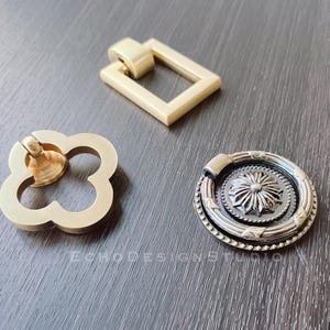 Gold Drop Ring Cabinet Knob: Modern Zinc Alloy Drawer Pull