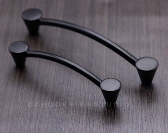 Black Zinc Alloy Cabinet Pull: Modern Drawer Handle, Gold Accent (BS-C-1092)