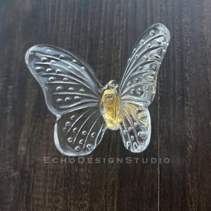 Butterfly Glass Cabinet Knob: Modern Dresser Drawer Pull (BS-C-1341)