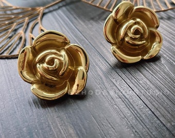 Blumen Knauf Massiv Messing: Möbelknauf Gold (BS-C-1113)