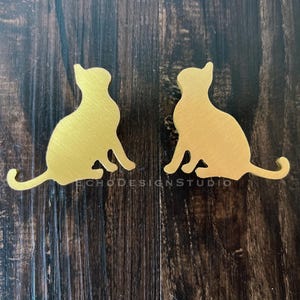 Solid Brass Cat Cabinet Knob: Modern Gold Dresser Drawer Pull (BS-C-082)