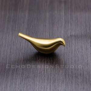 Bird Solid Brass Cabinet Knob: Modern Gold Dresser Pull (BS-C-276)