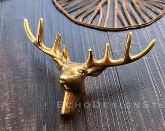 Deer Solid Brass Cabinet Knob: Modern Gold Dresser Pull (BS-C-179)