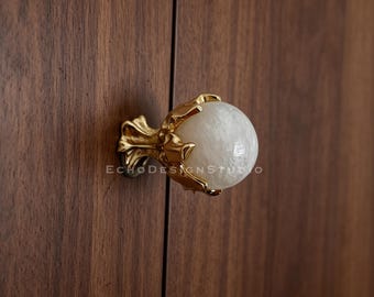 Stone Cabinet Knob: Modern Gold Dresser Drawer Pull (30mm) BS-C-1359