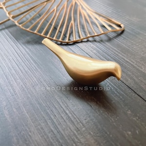 Bird Solid Brass Cabinet Knob: Modern Gold Dresser Pull (BS-C-276)