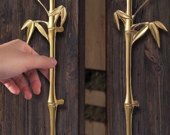 Bamboo Brass Cabinet Pull: Modern Gold Dresser Handle (9 inch) (BS-C-159)