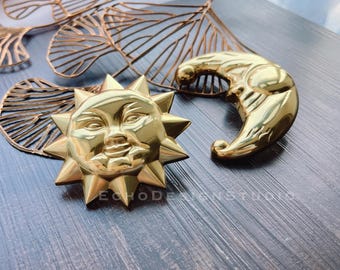 Sun Moon Solid Brass Cabinet Knob Handle Drawer Pull Knob Dresser Pull Gold Cupboard Pull Modern Design Wardrobe Pull (BS-C-215)
