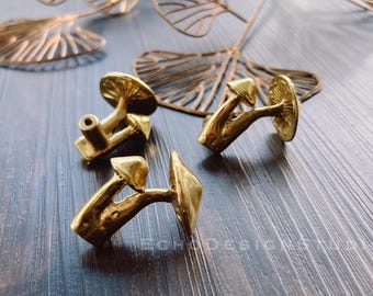Mushroom Solid Brass Cabinet Knob Handle Drawer Pull Knob Dresser Pull Gold Cupboard Pull Modern Design Wardrobe Pull (BS-C-205)