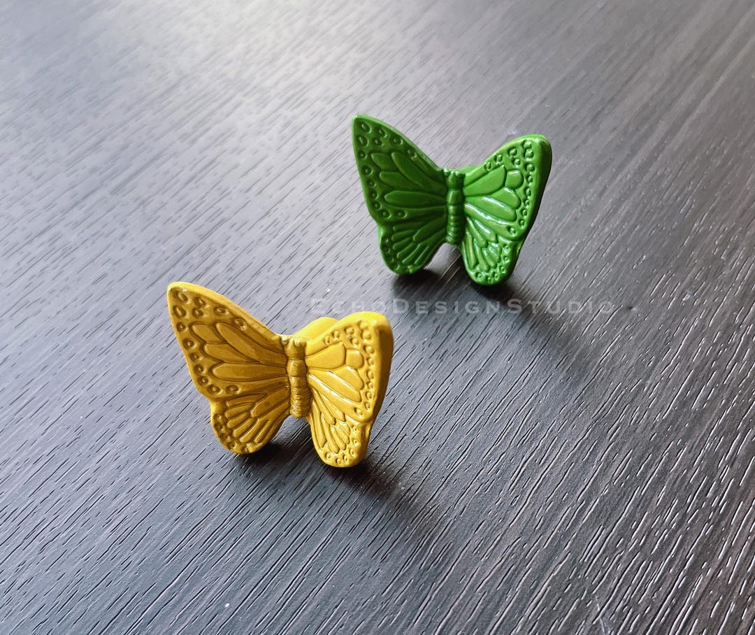 gold butterfly dresser knobs Persephone Brass Butterfly Cabinet Drawer Handle Knob – Spruce and Pop main image 0