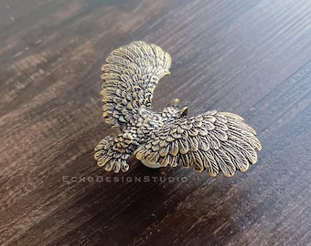 Perilla de gabinete de águila de latón macizo: tirador moderno de bronce para cajón de tocador