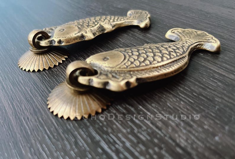 Fish Solid Brass Cabinet Knob: Modern Gold Dresser Pull (BS-C-1025) - Etsy