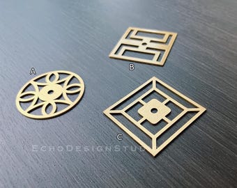 Solid Brass Cabinet Knob Backplate: Geometric Drawer Pull Hardware (BS-C-980)