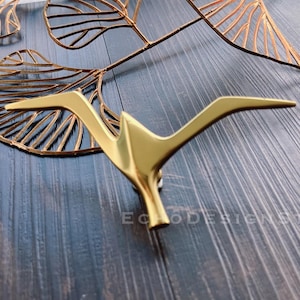 Bird Solid Brass Cabinet Knob: Modern Gold Dresser Drawer Pull (BS-C-929)