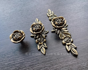 Rose Flower Cabinet Knob or Drawer Pull - Shabby Chic Zinc Alloy (BS-C-486)