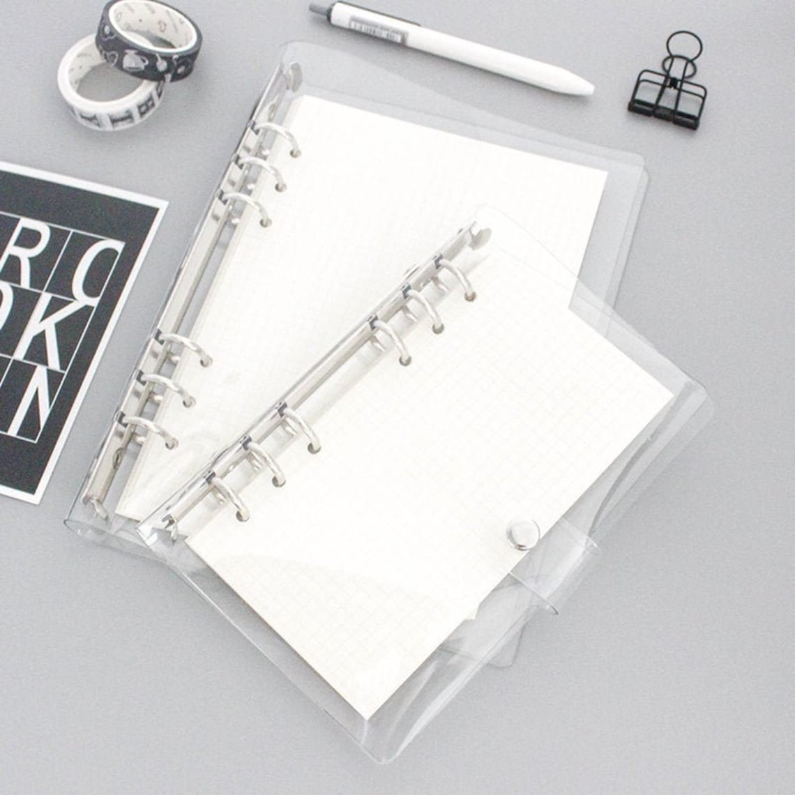 A6 A5 Clear Plastic Planner Binder Planner Cover 6 Ring Binder Etsy