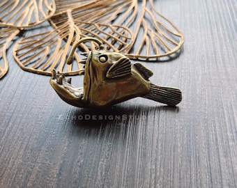 Metal Angler Fish Cabinet Knob: Gold Zinc Alloy Dresser Pull