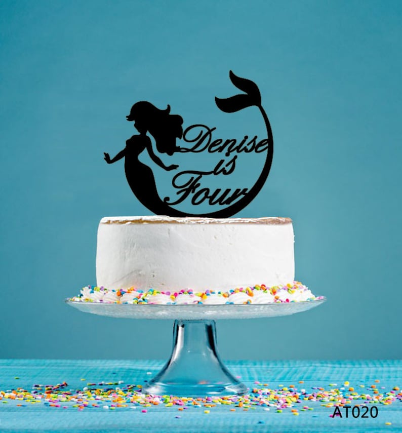 Birthday Cake Topper Personalized Cake Topper AT020 Little Mermaid Cake Topper Acrylic Cake Topper Party Decor Topper