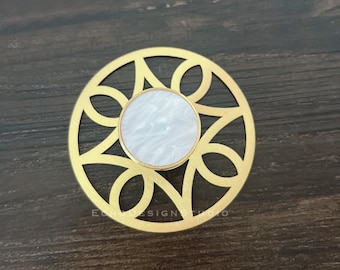 Round Solid Brass Cabinet Knob: Modern Gold Dresser Pull (BS-C-1355)