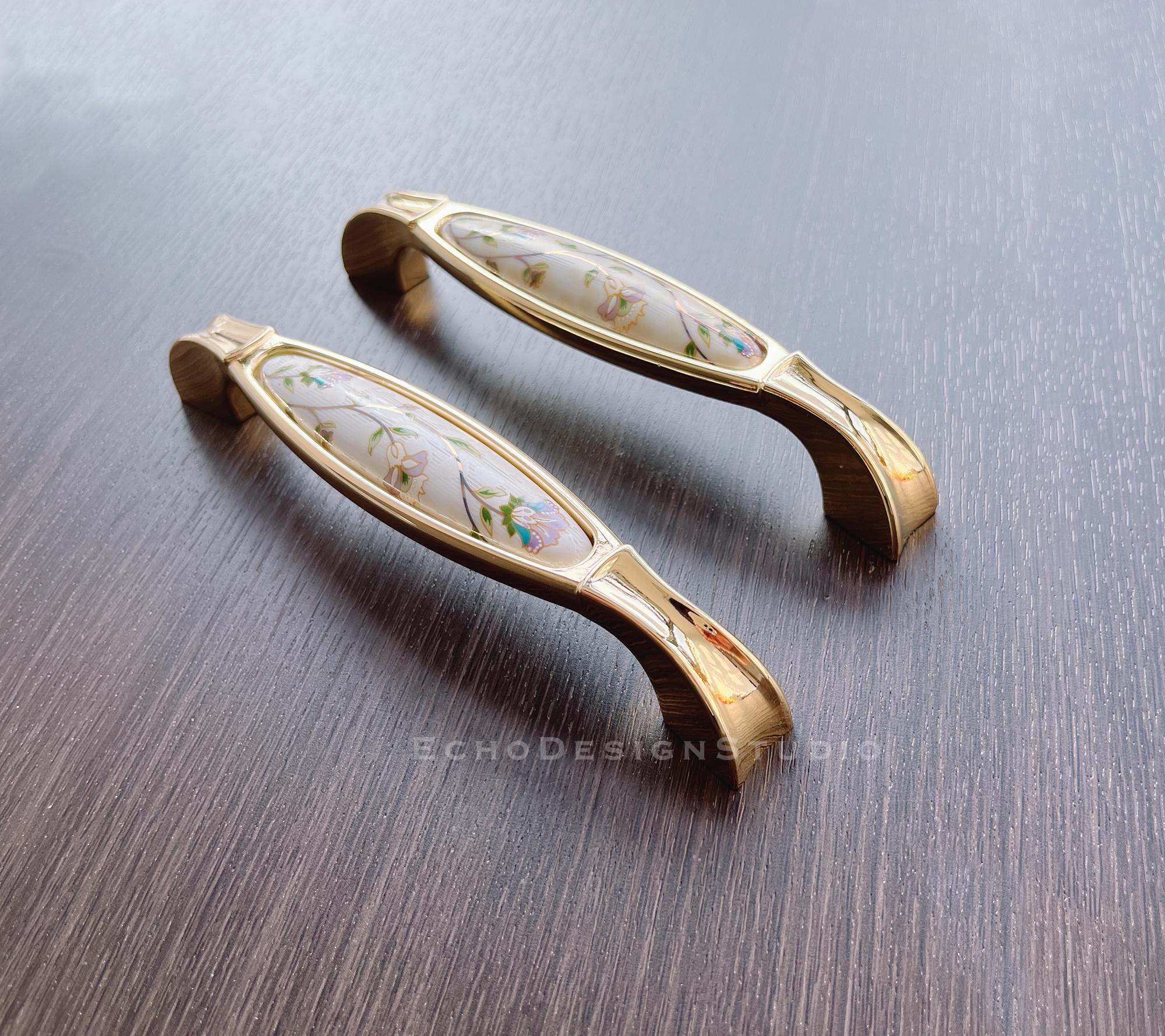 Gold Cabinet Knob Handle Ceramic Drawer Pull Knob Dresser Pull Cupboard Pull Modern Design Wardrobe Pull (BS-C-711)