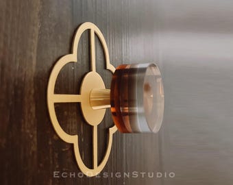 Amber Glass Cabinet Knob: Modern Dresser Drawer Pull (BS-C-1224)