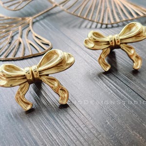 Schleife Massiv Messing Möbelknauf: Modern Gold Möbelknauf (BS-C-260)
