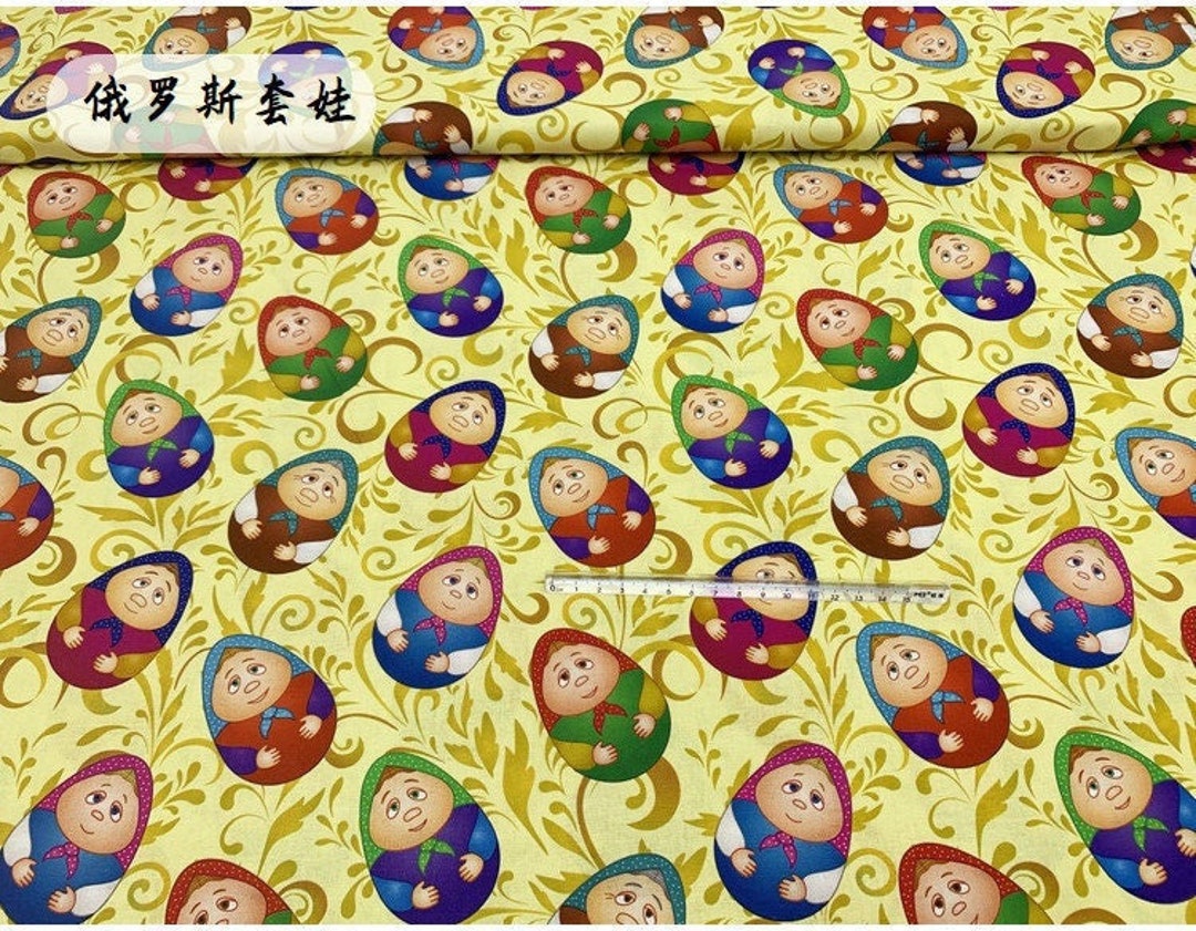 Matryoshka Cotton Fabric Doll Print Fabric 145cm Wide Cotton Etsy