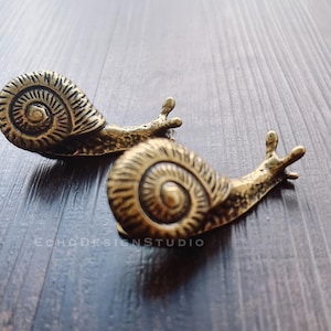 Solid Brass Snail Cabinet Knob: Modern Bronze Dresser Drawer Pull  (BS-C-1310)