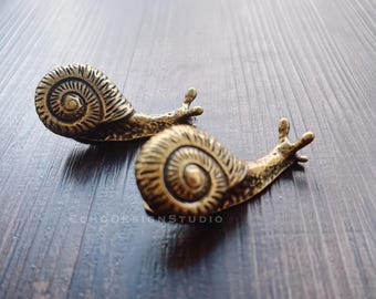 Solid Brass Snail Cabinet Knob: Modern Bronze Dresser Drawer Pull  (BS-C-1310)