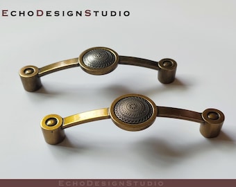 Vintage Mandala Cabinet Pull: Gold Dresser Knob, Modern Wardrobe Handle