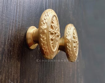 Perilla de latón macizo para gabinete: tirador dorado para cajón de tocador, diseño moderno