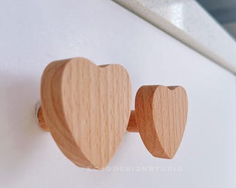 Wood Heart Cabinet Knob Handle Drawer Pull Knob Dresser Pull Cupboard Pull Modern Design Wardrobe Pull (BS-C-465)