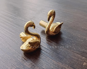 Massivem Messing Schwan Knäufe: Moderne Gold Schubladenknäufe (BS-C-1316)