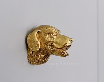 Dog Solid Brass Cabinet Knob: Modern Gold Dresser Pull (BS-C-138)