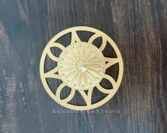 Round Solid Brass Cabinet Knob: Modern Gold Dresser Pull (BS-C-1354)