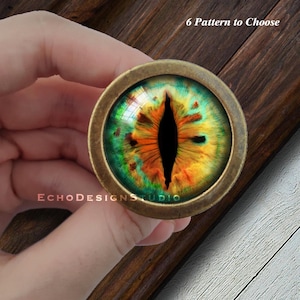 Dragon Eye Glass Dome Drawer Pull: Gold Cupboard Knob