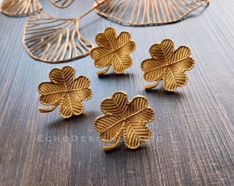 Leaf Solid Brass Cabinet Knob: Modern Gold Dresser Pull (BS-C-237)