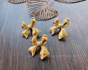 Knot Bow Solid Brass Cabinet Knob: Modern Gold Dresser Pull (BS-C-127)