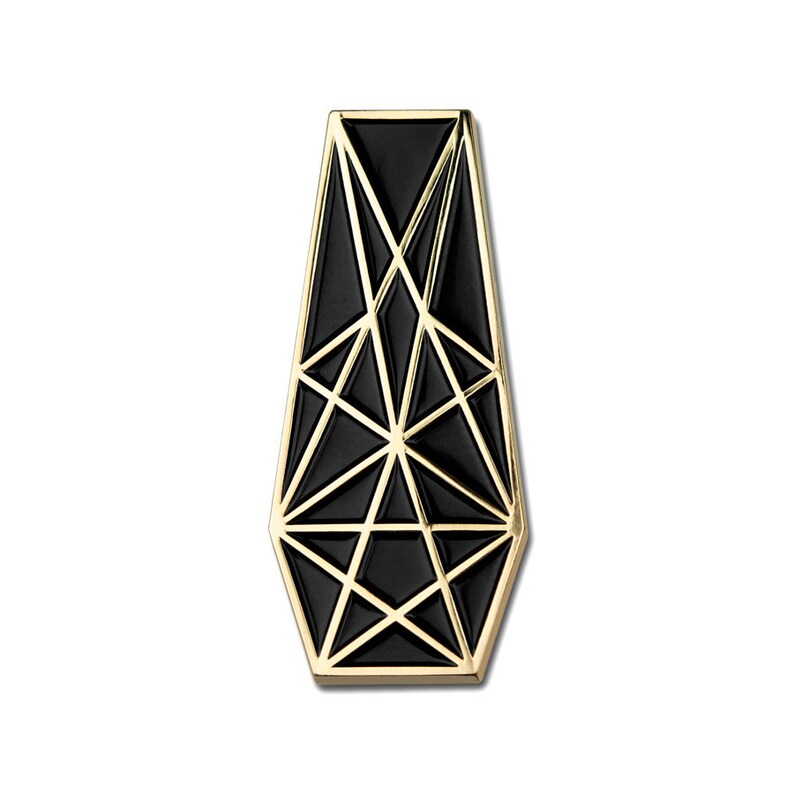 Gold Pentacle Coffin Pin