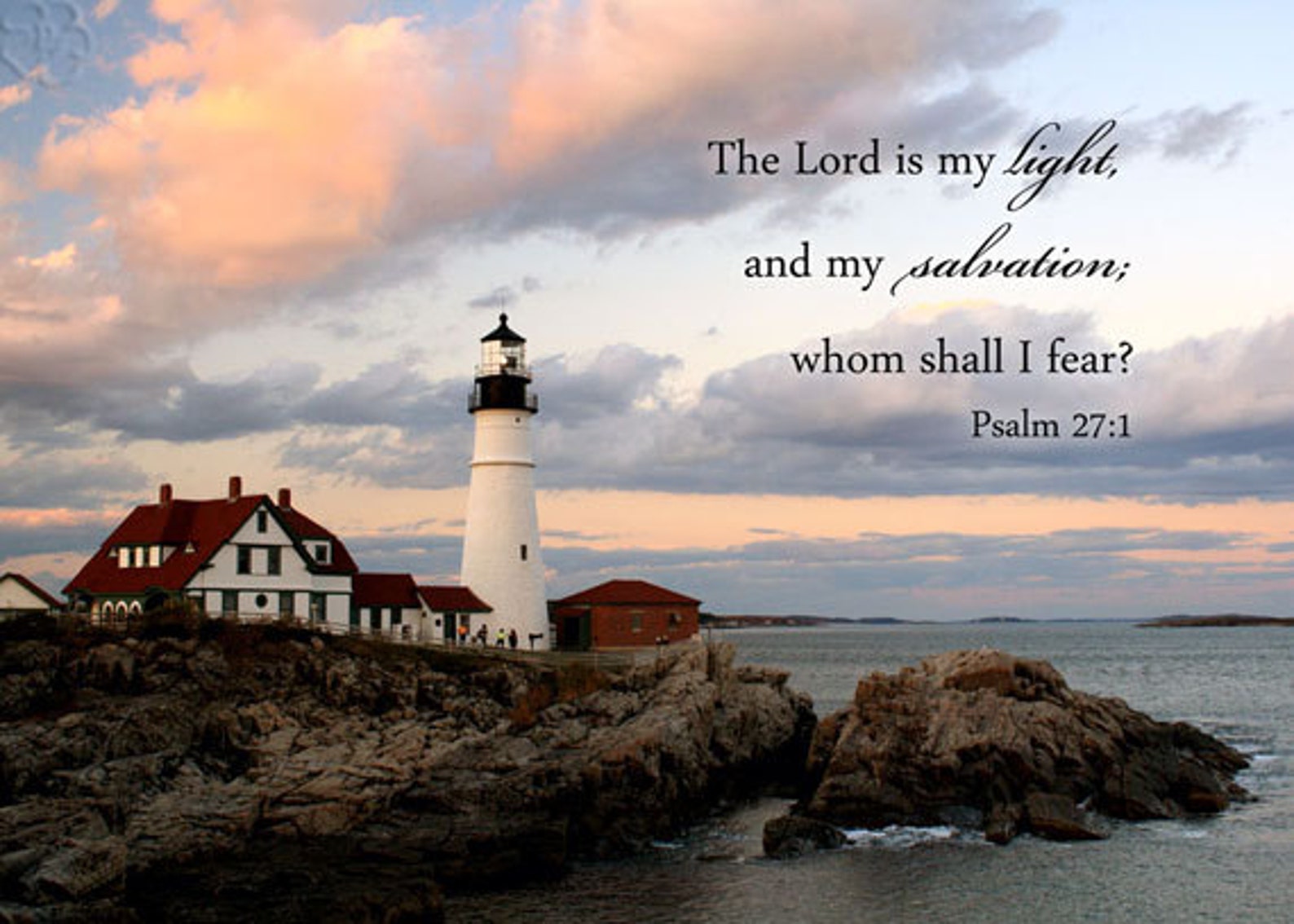 Christian wall art Psalm 27 1 Lighthouse Scripture art Etsy