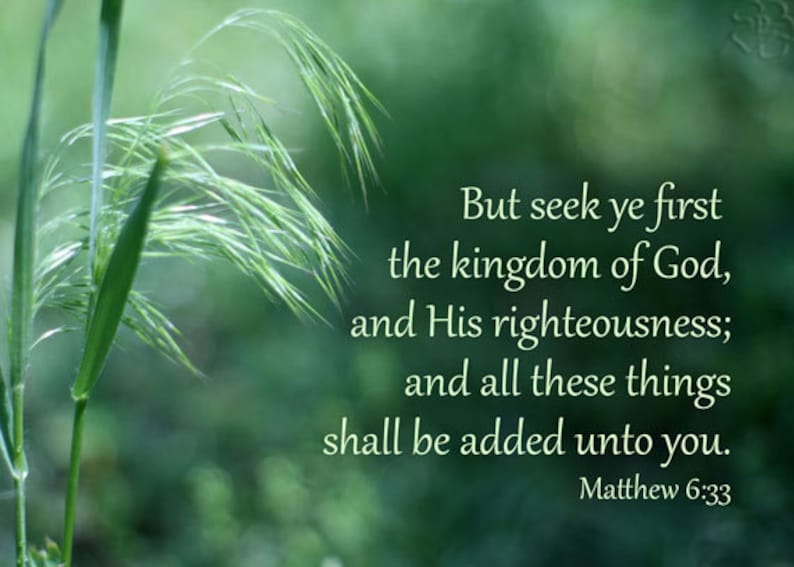 Bible Verse Art Seek Ye First the Kingdom of God Matthew 6 33 Christian