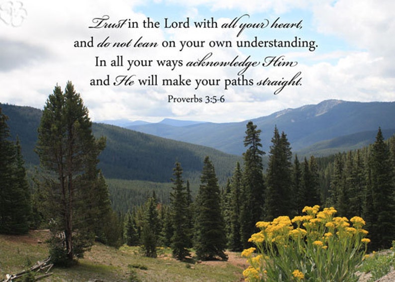 Bible Verse Wall Art Proverbs 3 5 6 trust in the Lord Mountain Photo ...