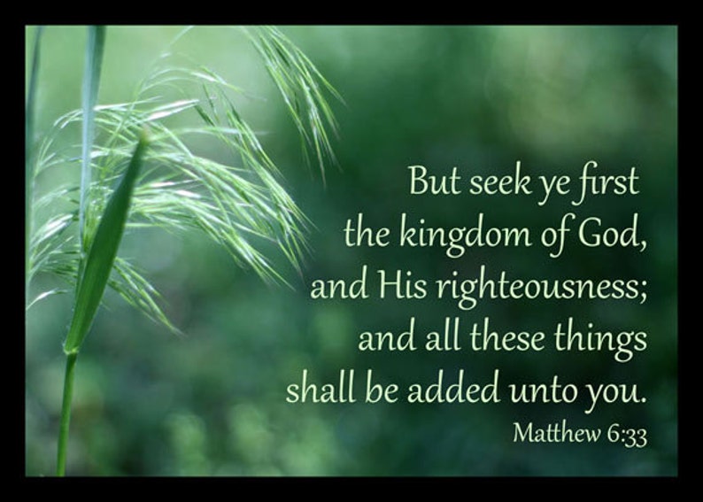 Bible Verse Art Seek Ye First the Kingdom of God Matthew 6 33 Christian Wall Art, Religious Art, Scripture Wall Art, Matthew 6 verse 33 image 3