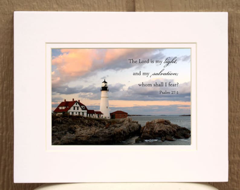 Christian wall art Psalm 27 1 Lighthouse Scripture art, Lighthouse decor, Nautical decor, Bible verse art Lighthouse art Christian gifts image 2