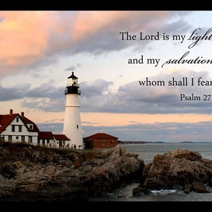 Christian wall art Psalm 27 1 Lighthouse Scripture art, Lighthouse decor, Nautical decor, Bible verse art Lighthouse art Christian gifts image 3