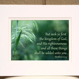 Bible Verse Art Seek Ye First the Kingdom of God Matthew 6 33 Christian Wall Art, Religious Art, Scripture Wall Art, Matthew 6 verse 33 image 2