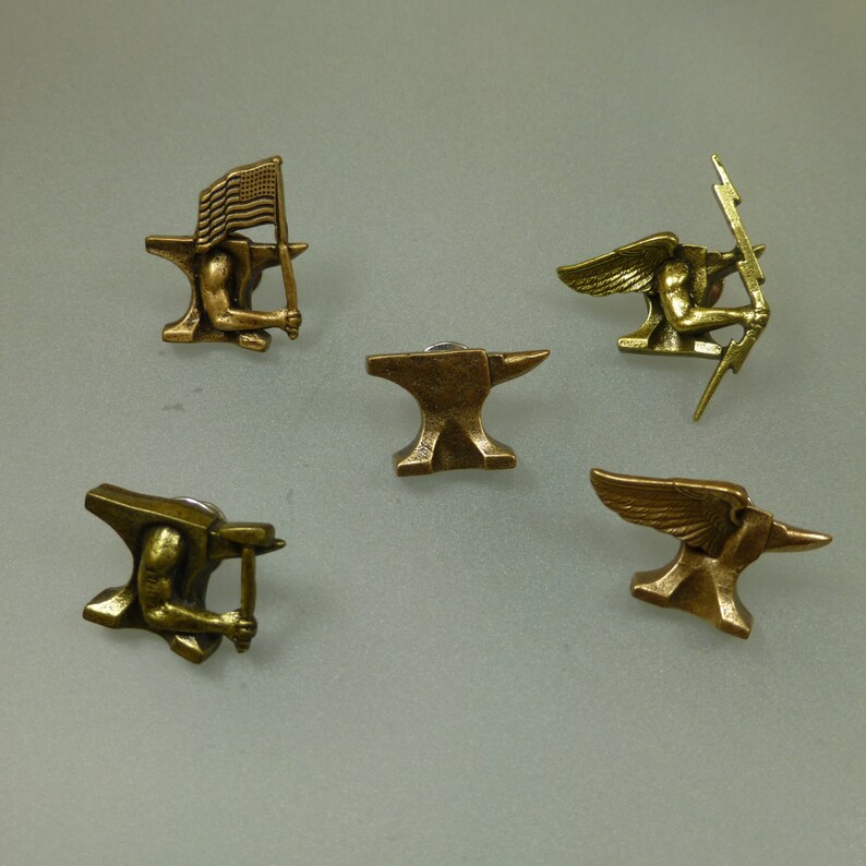 Cast Bronze Novelty PinsWinged Anvil Etsy