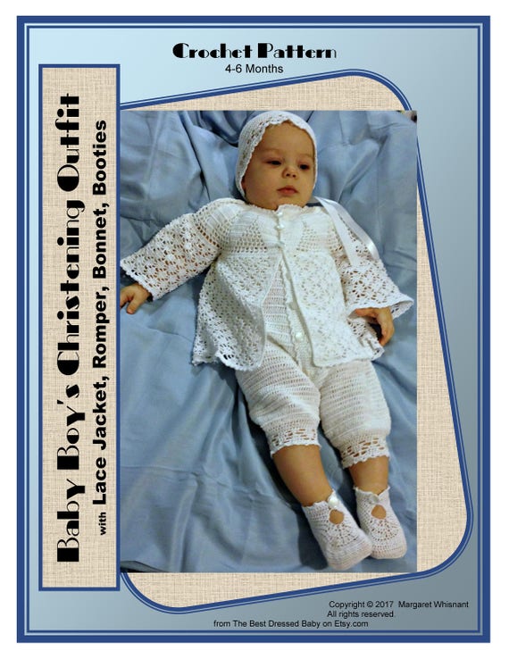 Baby Boy Christening Outfit Crochet Pattern with Lace Jacket Etsy