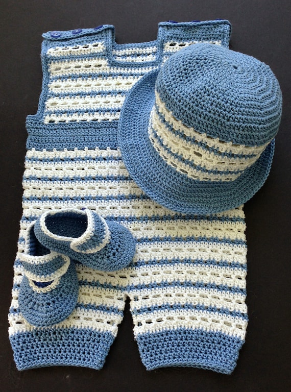 Crochet Pattern Baby Boy Romper Outfit 4 6 Months Etsy