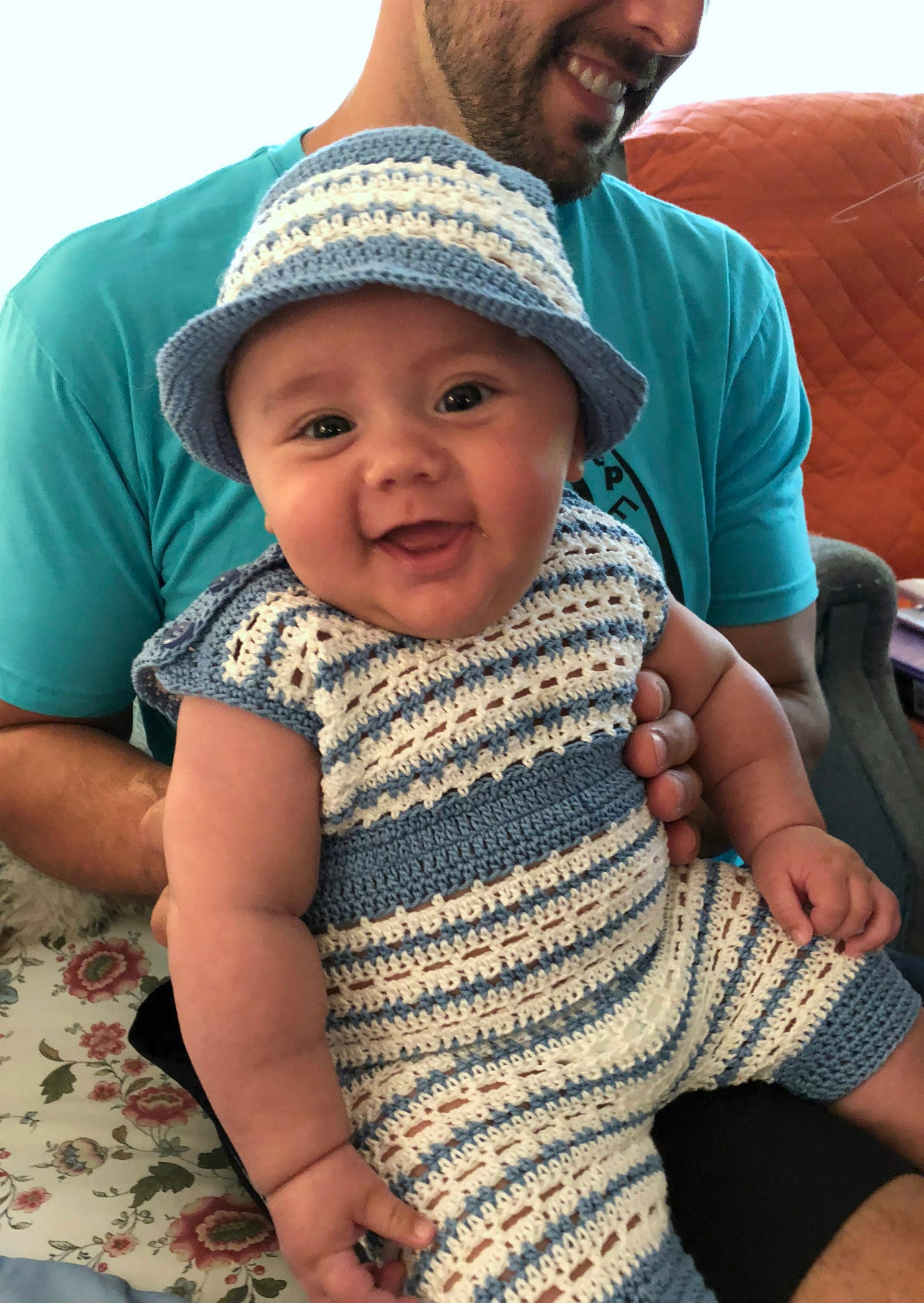 Handmade Crochet Baby Boy Winter Romper