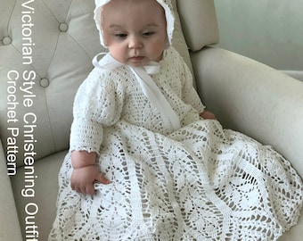 Christening Dress Outfit Victorian Style Crochet Pattern 4-6 - Etsy